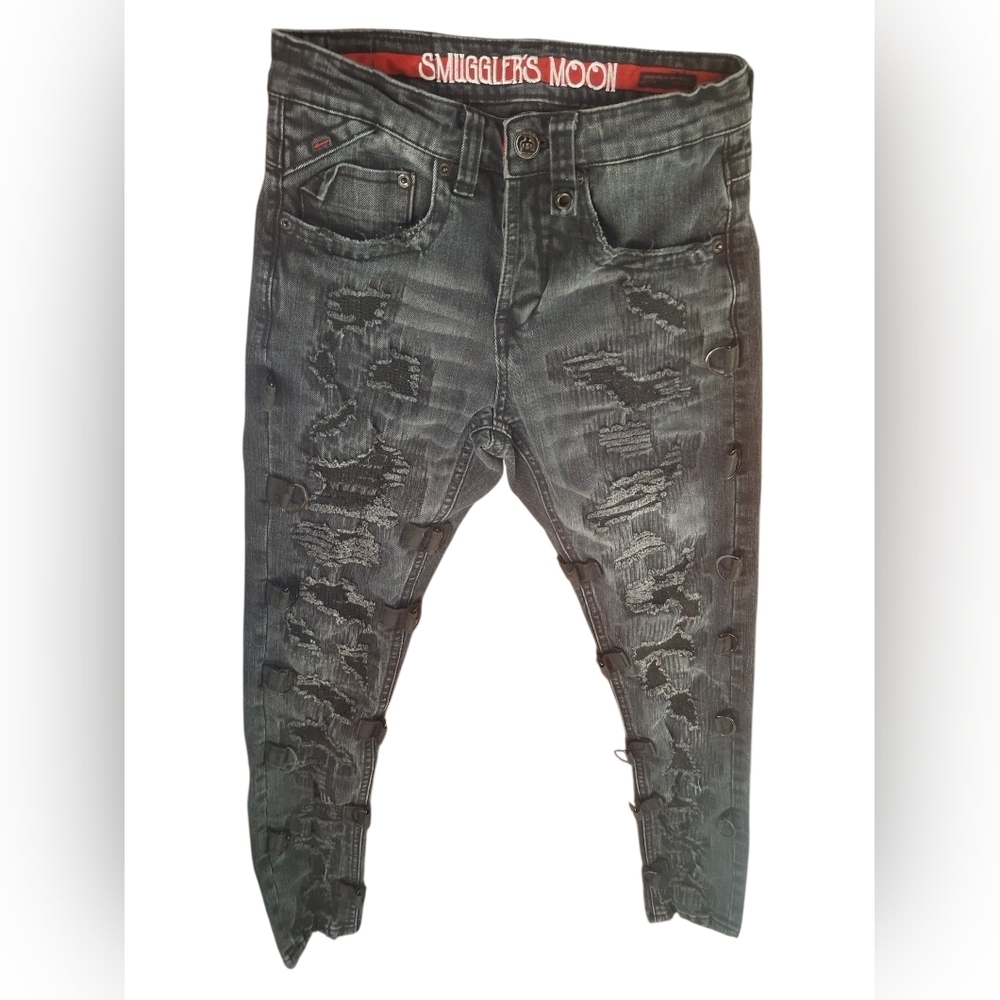 Men's smeggler moon Skinny Jeans in Distressed Gray